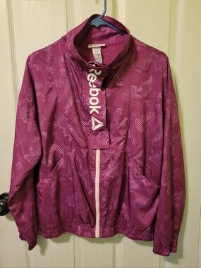 Reebok Magenta Athletic Windbreaker Jacket